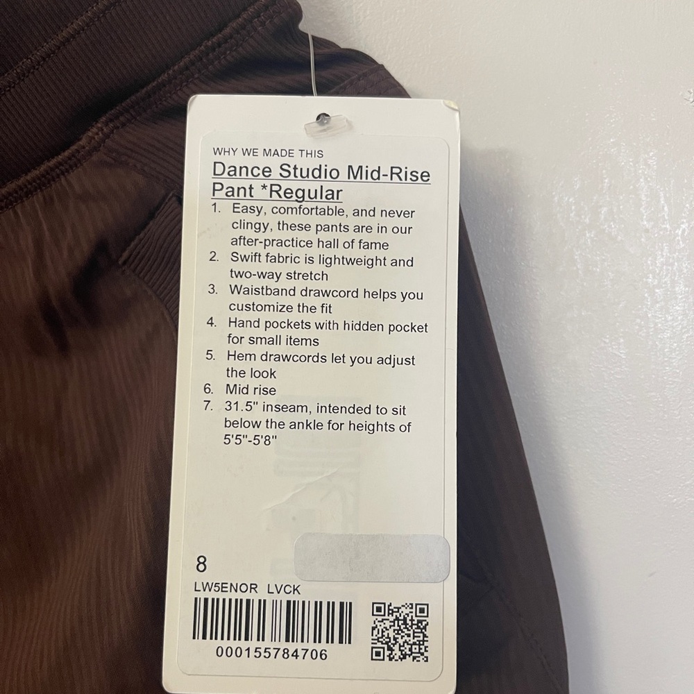 lululemon Dance Studio Mid-Rise Pant Regular 8 Lava Cake Brown NWT - Picture 3 of 9